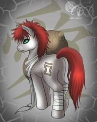 Size: 394x494 | Tagged: safe, artist:dream-whizper, gaara, naruto, ponified