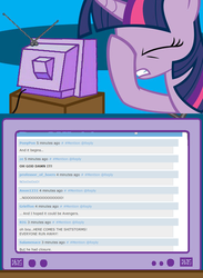 Size: 438x600 | Tagged: safe, twilight sparkle, pony, derpibooru, g4, exploitable meme, facehoof, meme, meta, tv meme