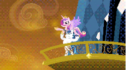 Size: 1920x1080 | Tagged: safe, screencap, princess cadance, shining armor, alicorn, pony, unicorn, g4, season 3, the crystal empire, animated, bipedal, epic wife tossing, fastball special, female, horn, horn crystals, male, mare, stallion
