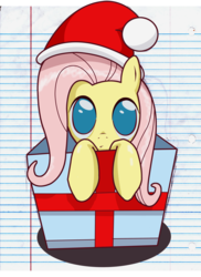 Size: 2222x3060 | Tagged: safe, artist:blangoog, fluttershy, g4, christmas, present