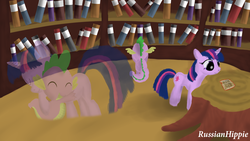 Size: 1920x1080 | Tagged: safe, artist:therussianhippie, spike, twilight sparkle, g4