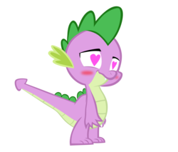 Size: 3090x2638 | Tagged: safe, artist:navitaserussirus, spike, dragon, g4, blushing, heart eyes, male, simple background, solo, something else also rises, tailboner, transparent background, vector, wingding eyes