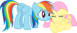 Size: 6708x2935 | Tagged: safe, artist:kurokaji11, fluttershy, rainbow dash, pegasus, pony, g4, crying, duo, duo female, female, lesbian, licking, licking tears, ship:flutterdash, shipping, simple background, tongue out, transparent background, vector