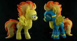 Size: 3437x1837 | Tagged: safe, artist:whiteheather, spitfire, pony, g4, goggles, irl, photo, plushie, solo, wonderbolts uniform