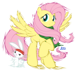 Size: 2962x2783 | Tagged: safe, artist:blue-paint-sea, angel bunny, fluttershy, pegasus, pony, rabbit, g4, animal, dreamworks face, female, mare, mario kart, ponykart, simple background, transparent background