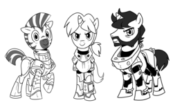 Size: 2000x1219 | Tagged: safe, artist:madmax, oc, oc only, oc:crosshair, oc:inkwell, oc:mustang, fallout equestria, fallout