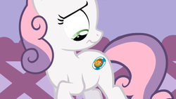 Size: 500x281 | Tagged: safe, edit, edited screencap, screencap, sweetie belle, g4, cropped, gyro bowl, solo