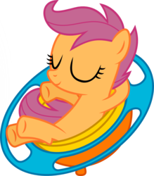 Size: 827x942 | Tagged: safe, scootaloo, pegasus, pony, g4, eyes closed, female, filly, gyro bowl, relaxing, simple background, solo, transparent background