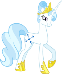Size: 1000x1190 | Tagged: safe, artist:kiddysa-bunnpire, majesty, pony, unicorn, g1, g4, female, g1 to g4, generation leap, hoof shoes, horn, jewelry, mare, princess shoes, raised hoof, simple background, smiling, solo, tail, tiara, transparent background