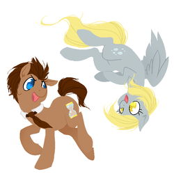 Size: 720x720 | Tagged: safe, artist:xarakayx, derpy hooves, doctor whooves, time turner, earth pony, pegasus, pony, g4, female, male, mare, stallion