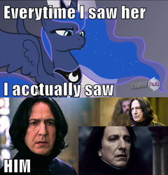 Size: 500x521 | Tagged: safe, princess luna, g4, harry potter (series), image macro, severus snape