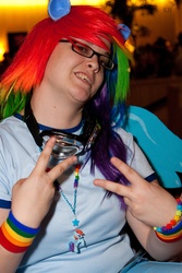 Size: 2592x3888 | Tagged: safe, rainbow dash, human, g4, cosplay, glasses, irl, irl human, photo, rainbow dork, solo