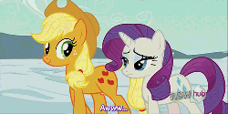 Size: 500x250 | Tagged: safe, screencap, applejack, rarity, spike, g4, the crystal empire, animated