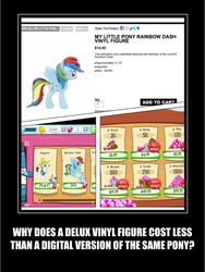 Size: 1540x2048 | Tagged: safe, gameloft, hondo flanks, rainbow dash, g4, crack is cheaper, digital art, gameloft shenanigans, gem, greedloft, hot topic, irl, photo, toy, why, why gameloft why