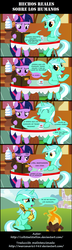 Size: 1000x3453 | Tagged: safe, artist:mercenario1945, lyra heartstrings, twilight sparkle, g4, spanish, translation