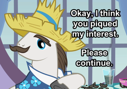 Size: 600x421 | Tagged: safe, hondo flanks, pony, unicorn, g4, caption, male, reaction image, stallion