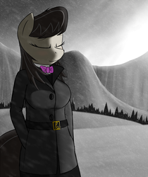 Size: 1048x1248 | Tagged: safe, artist:devs-iratvs, octavia melody, earth pony, anthro, g4, female, snow, snowfall, solo