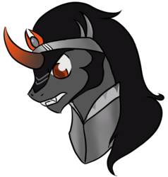 Size: 716x752 | Tagged: dead source, safe, artist:spartanpuppy, king sombra, pony, unicorn, g4, bust, colored horn, curved horn, horn, male, simple background, solo, stallion, transparent background