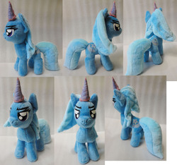 Size: 2000x1872 | Tagged: safe, artist:rens-twin, trixie, pony, g4, glowing, glowing horn, horn, irl, magic aura, photo, plushie, solo