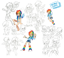 Size: 2702x2450 | Tagged: safe, artist:pappomut, rainbow dash, human, g4, converse, humanized, shoes, sketch dump, winged humanization