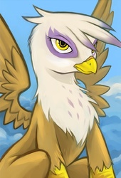 Size: 416x612 | Tagged: safe, artist:halley-valentine, gilda, griffon, g4, female, sitting, solo, spread wings