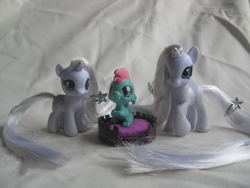 Size: 1024x768 | Tagged: safe, artist:salli, baby swirly, princess silver swirl, zip-zip, dragon, pony, g2, g4, customized toy, g2 to g4, generation leap, irl, photo, toy
