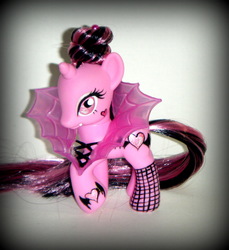 Size: 1227x1340 | Tagged: safe, artist:kalavista, pony, vampire, brushable, customized toy, draculaura, irl, monster high, photo, ponified, solo, toy