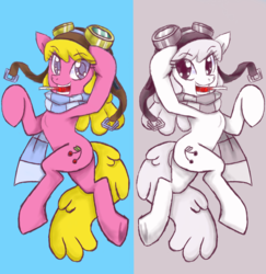 Size: 1280x1315 | Tagged: safe, artist:crabmeatstick, cherry berry, earth pony, pony, g4, aviator hat, clothes, colored pupils, female, food, goggles, hat, lollipop, looking at you, mare, scarf, solo