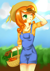 Size: 1447x2068 | Tagged: safe, artist:pandykissu, carrot top, golden harvest, human, g4, carrot, humanized