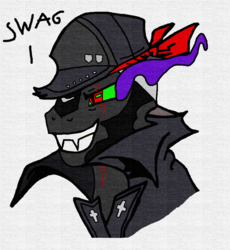 Size: 833x907 | Tagged: safe, artist:snowbooons, king sombra, g4, minamimoto sho, swag, the world ends with you