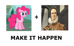 Size: 1176x736 | Tagged: safe, pinkie pie, g4, all caps, blackadder, exploitable meme, lord percy percy, make it happen, meme, meta