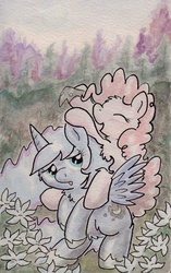 Size: 744x1188 | Tagged: safe, artist:slightlyshade, pinkie pie, princess luna, g4, traditional art