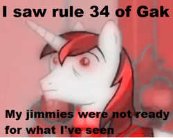 Size: 541x433 | Tagged: safe, shining armor, pony, unicorn, g4, gak, image macro, implied porn, jimmies, male, rule 34, solo, stallion