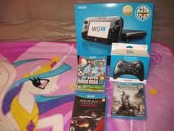 Size: 800x600 | Tagged: safe, princess celestia, alicorn, pony, g4, assassin's creed, female, horn, irl, jewelry, mare, new super mario bros. u, ninja gaiden, peytral, photo, regalia, smiling, wii u, wii u gamepad