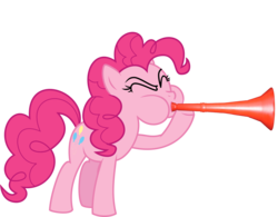 Size: 5000x3901 | Tagged: safe, artist:pacman552, pinkie pie, earth pony, pony, g4, absurd resolution, eyes closed, flugelhorn, musical instrument, simple background, transparent background, vector, vuvuzela