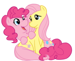 Size: 676x558 | Tagged: safe, artist:coggler, fluttershy, pinkie pie, earth pony, pegasus, pony, g4, female, lesbian, mare, ship:flutterpie, shipping, simple background, transparent background