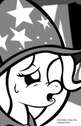 Size: 647x1000 | Tagged: safe, artist:bronycurious, trixie, pony, comic:recovery, g4, female, mare, monochrome, solo