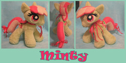 Size: 798x402 | Tagged: safe, artist:krumm33, minty, pony, g3, g4, female, g3 to g4, generation leap, irl, photo, plushie, solo