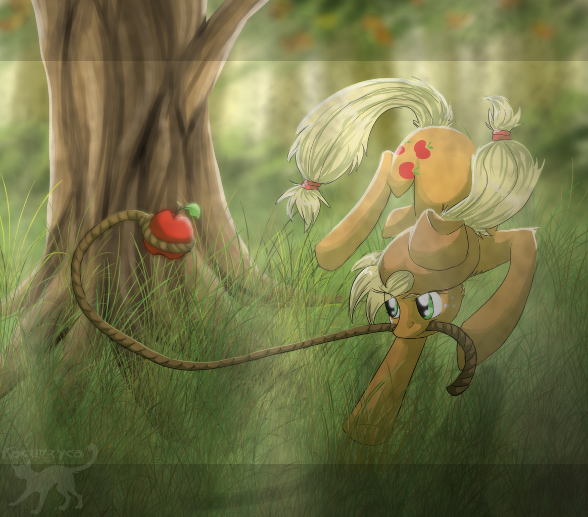 #151680 - safe, artist:kocurzyca, applejack, g4, apple, obligatory ...