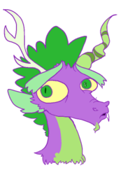 Size: 320x415 | Tagged: safe, artist:pony-boggle, discord, spike, draconequus, g4, wat