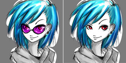 Size: 2000x1000 | Tagged: safe, dj pon-3, vinyl scratch, human, g4, female, humanized, solo