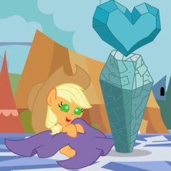 Size: 3600x3600 | Tagged: safe, artist:beavernator, applejack, earth pony, pony, g4, season 3, the crystal empire, baby, baby pony, babyjack, blanket, crystal empire, cute, fake crystal heart, filly, filly applejack, foal, jackabetes, vector, younger