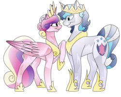 Size: 900x718 | Tagged: safe, artist:100yearslater, princess cadance, shining armor, alicorn, pony, unicorn, g4, crystallized, duo, duo male and female, female, male, mare, simple background, stallion, transparent background