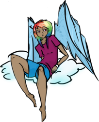 Size: 695x852 | Tagged: safe, artist:ehherinn, rainbow dash, human, g4, dark skin, humanized, winged humanization