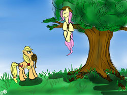 Size: 900x675 | Tagged: safe, artist:proudlyawesome, applejack, fluttershy, g4