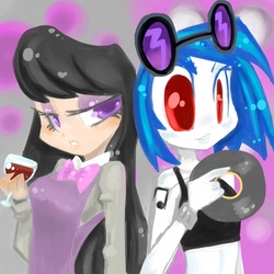 Size: 850x850 | Tagged: safe, artist:ayeletshemtov, dj pon-3, octavia melody, vinyl scratch, human, g4, female, humanized, lesbian, ship:scratchtavia, shipping, wine