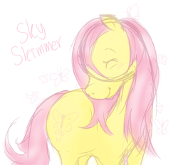 Size: 490x454 | Tagged: safe, artist:hpwendiz, sky skimmer, earth pony, pony, g2, construction lines, eyes closed, female, mare, not fluttershy, simple background, solo, white background