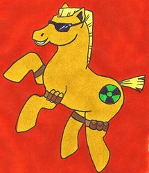 Size: 508x592 | Tagged: safe, artist:jlou-cherry, earth pony, pony, g1, duke nukem, male, ponified, short tail, smiling, solo, stallion, sunglasses, tail