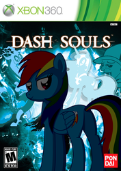 Size: 765x1079 | Tagged: safe, artist:nickyv917, discord, nightmare moon, rainbow dash, trixie, g4, crossover, dark souls, esrb, game cover, m rating, ponified, video game, xbox 360