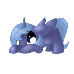 Size: 2300x2300 | Tagged: safe, artist:fikakorv, princess luna, pony, g4, cute, female, filly, hnnng, simple background, solo, woona